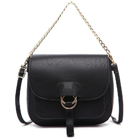 C.C. Boutique Handbags - LAST ONE! Jet Black Leather Crossbody Chain Bag